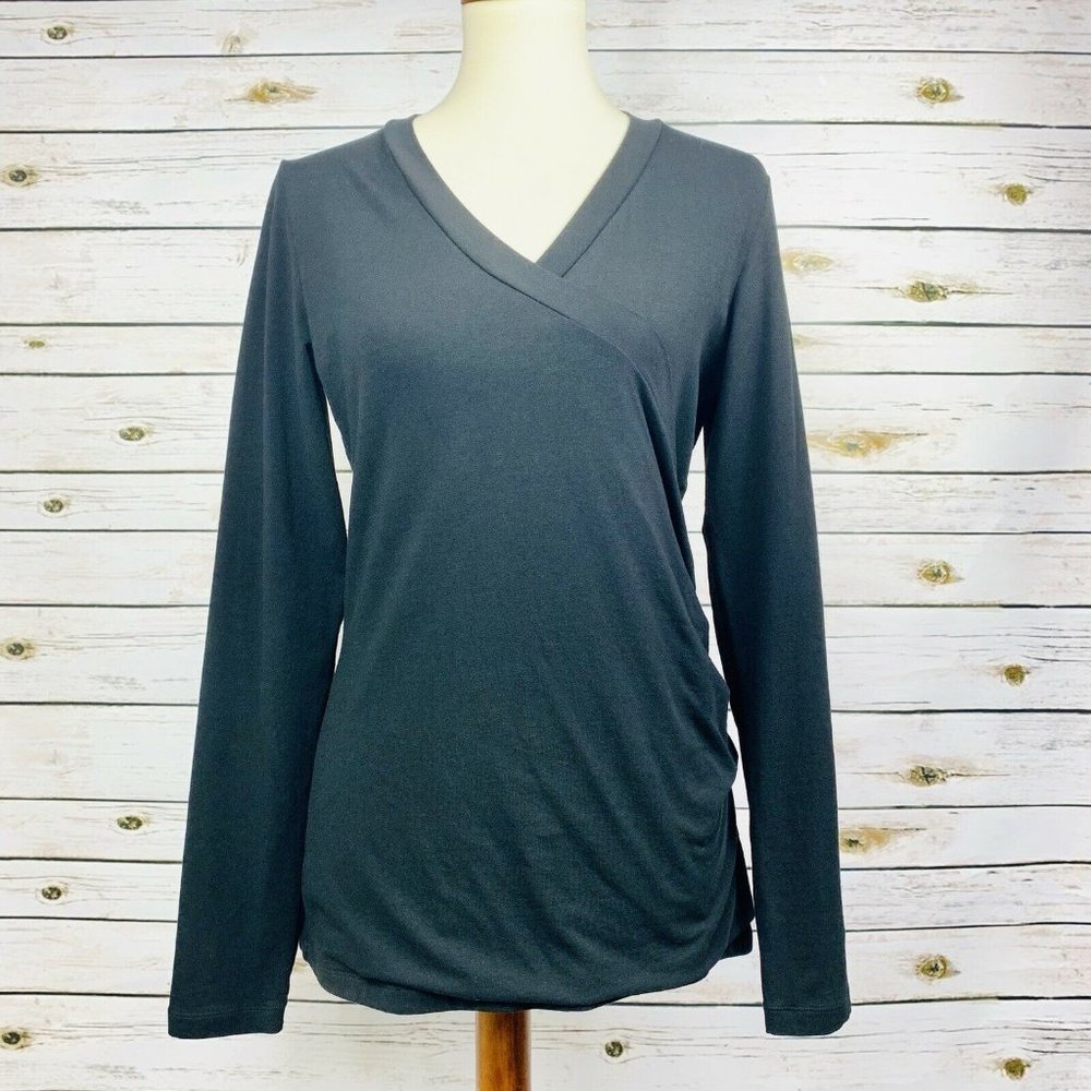 CAbi Long Sleeve V Neck Ruched Sides